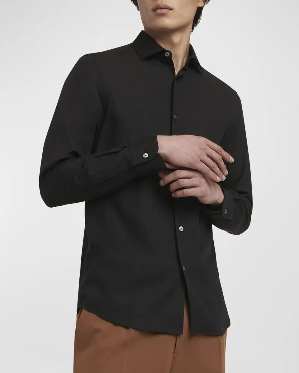 ZEGNA Men's Cashco Cashmere-Cotton Sport Shirt | Thumbnail 5 ZEGNA Men's Cashco Cashmere-Cotton Sport Shirt | Thumbnail 5
