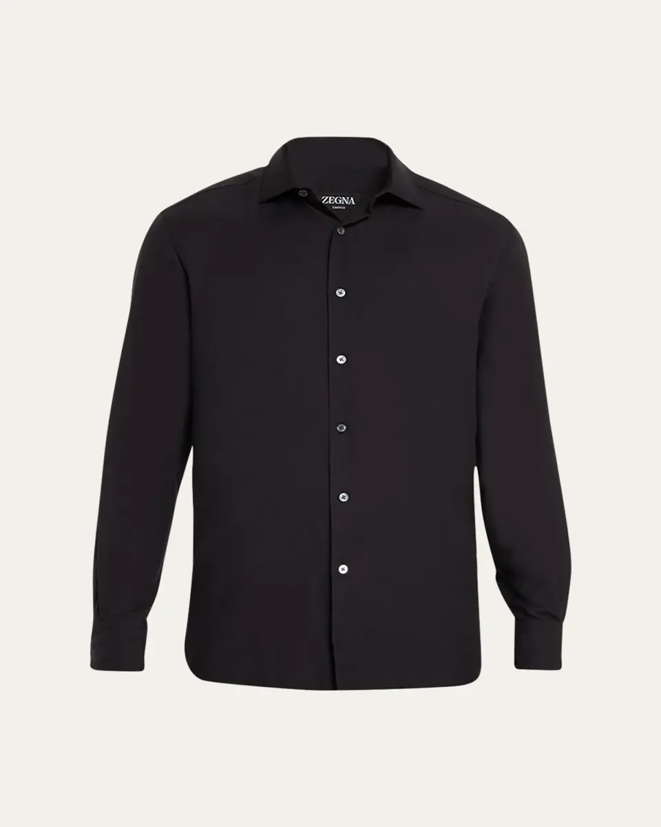 ZEGNA Men's Cashco Cashmere-Cotton Sport Shirt | Thumbnail 6 ZEGNA Men's Cashco Cashmere-Cotton Sport Shirt | Thumbnail 6