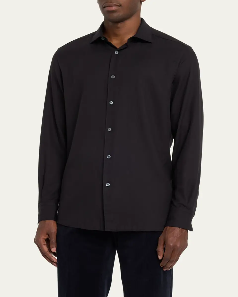 ZEGNA Men's Cashco Cashmere-Cotton Sport Shirt | Thumbnail 9 ZEGNA Men's Cashco Cashmere-Cotton Sport Shirt | Thumbnail 9