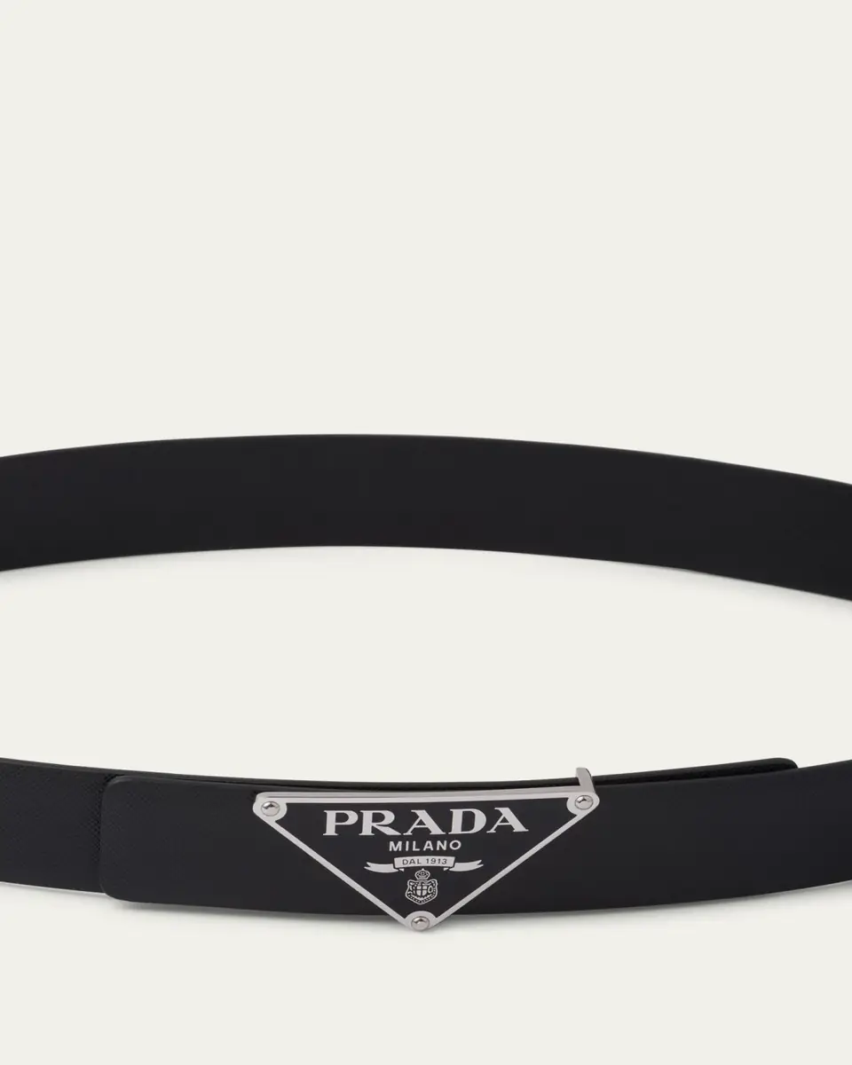 Prada Men's Triangle Logo Metal Belt Buckle | Thumbnail 2