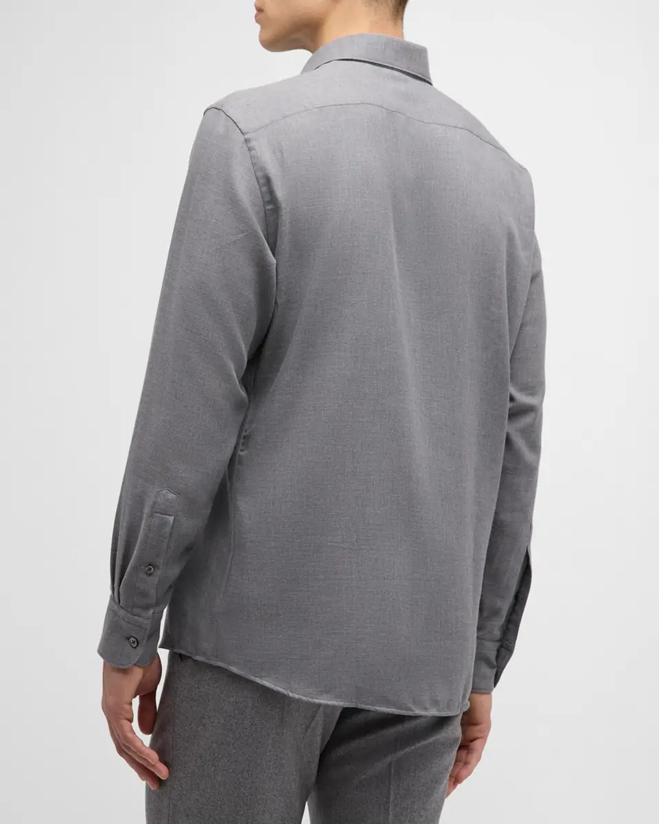 Zegna Men's Cashco Melange Sport Shirt | Thumbnail 3 Zegna Men's Cashco Melange Sport Shirt | Thumbnail 3