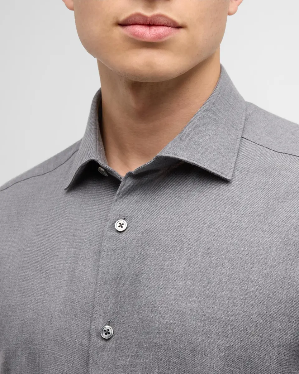 Zegna Men's Cashco Melange Sport Shirt | Thumbnail 5 Zegna Men's Cashco Melange Sport Shirt | Thumbnail 5
