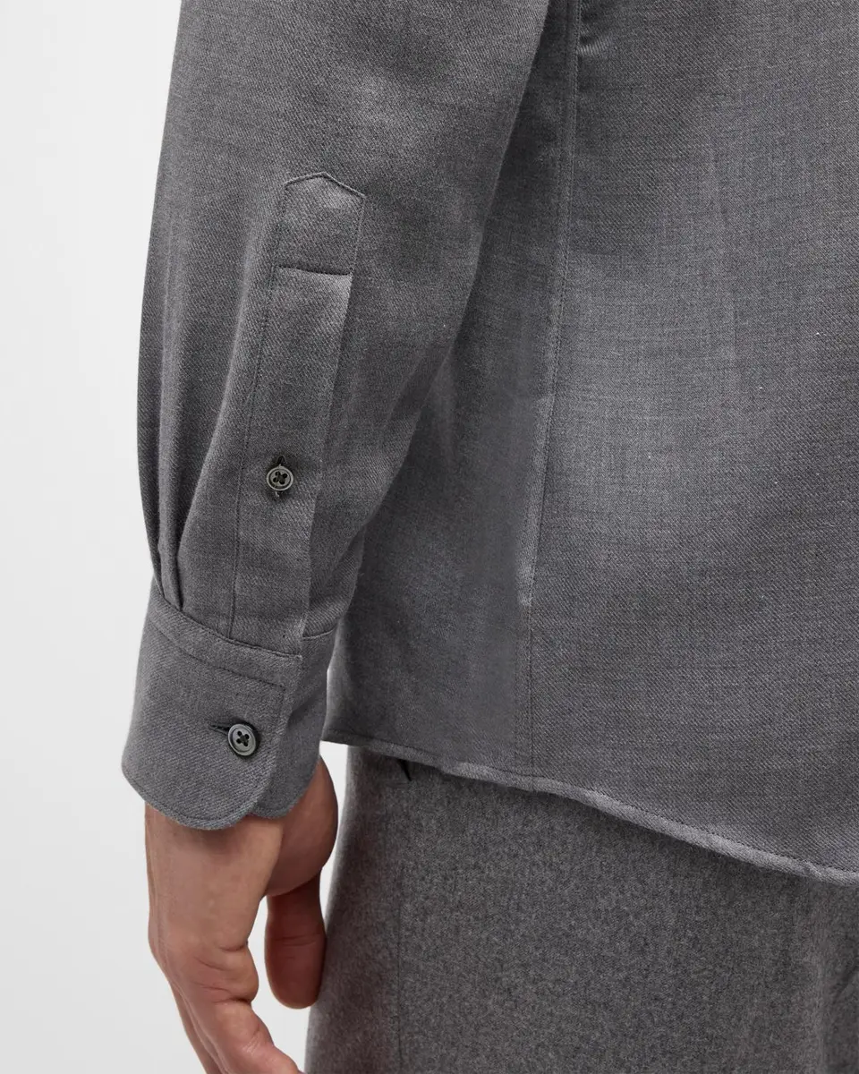 Zegna Men's Cashco Melange Sport Shirt | Thumbnail 7 Zegna Men's Cashco Melange Sport Shirt | Thumbnail 7