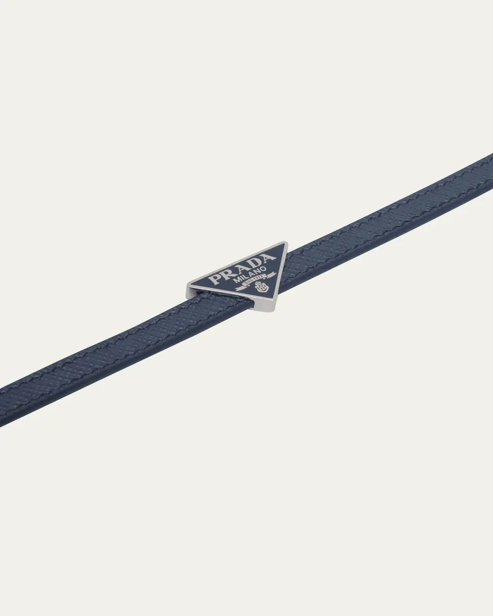 Prada Men's Saffiano Leather Logo Bracelet | Thumbnail 3 Prada Men's Saffiano Leather Logo Bracelet | Thumbnail 3