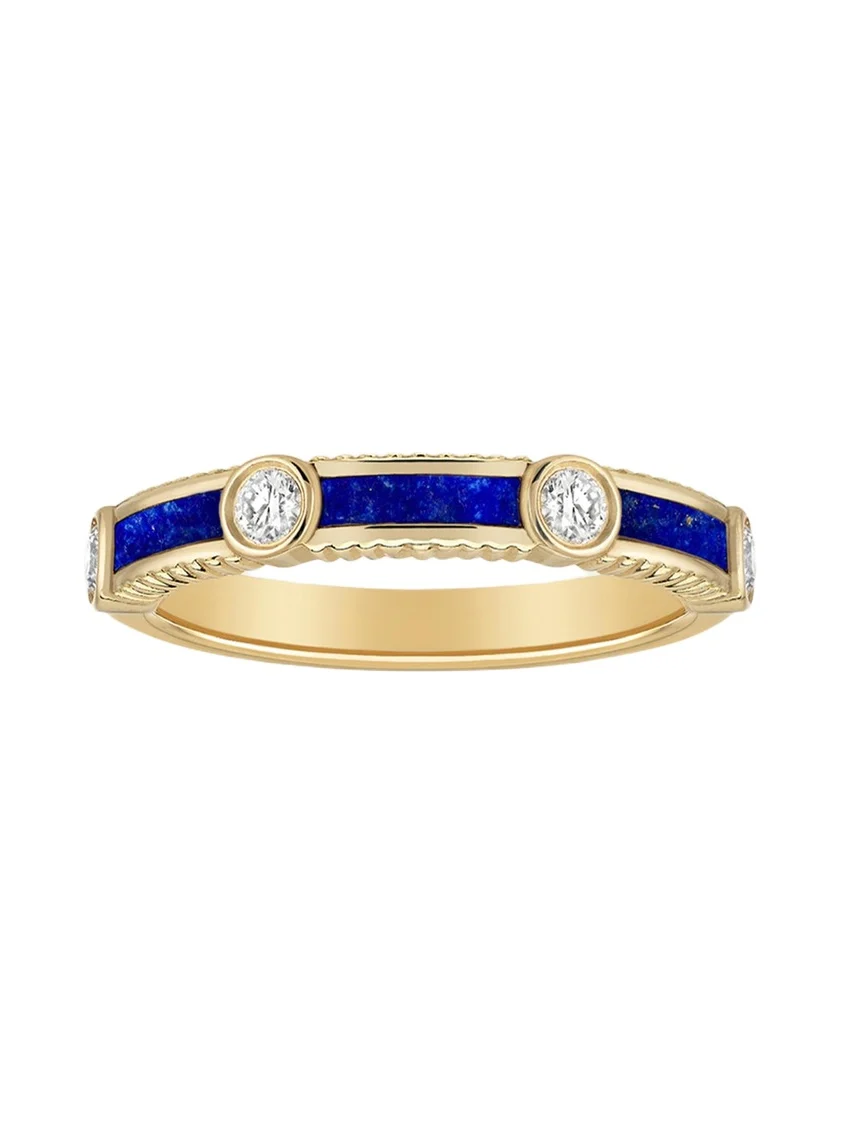 Viltier Rayon Ring in Lapis Lazuli, Yellow Gold and Diamonds