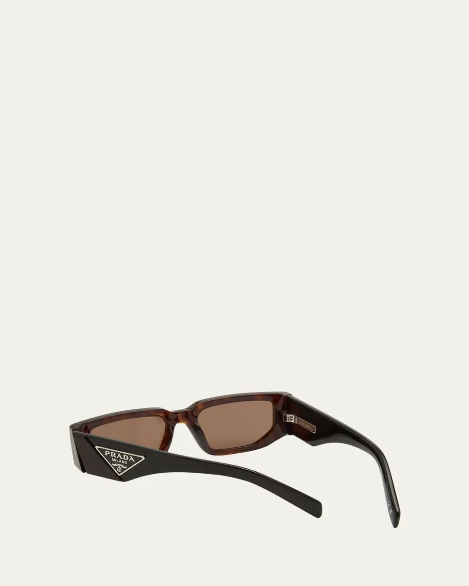 Prada Men's Triangle Logo Bicolor Rectangle Sunglasses | Thumbnail 4 Prada Men's Triangle Logo Bicolor Rectangle Sunglasses | Thumbnail 4