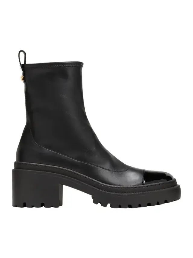 Leather Cap-Toe Moto Boots
