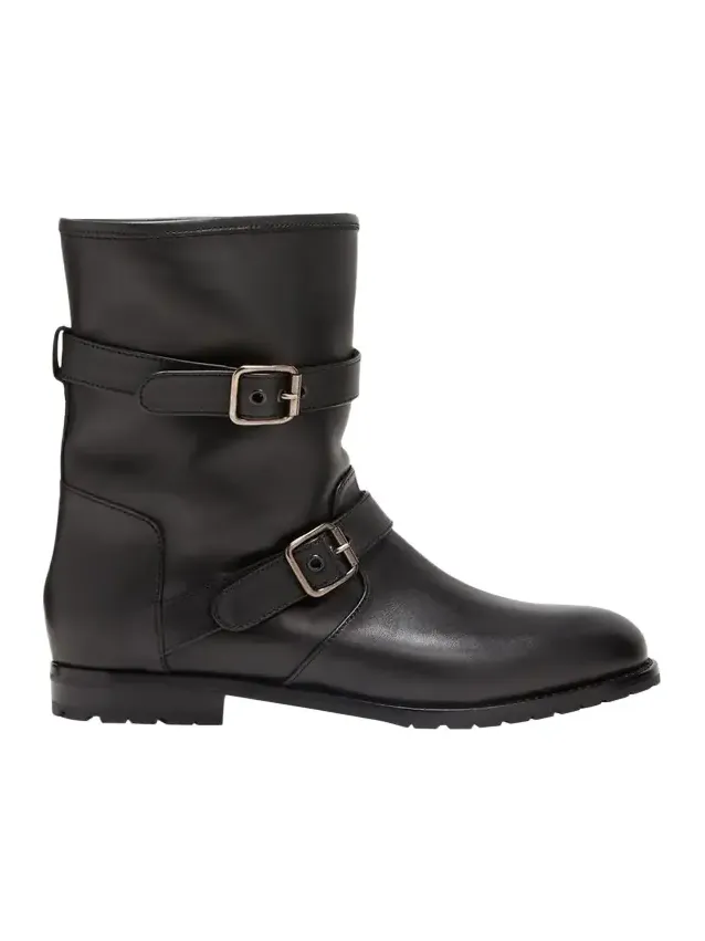 Sulaltra Leather Buckle Biker Booties Sulaltra Leather Buckle Biker Booties