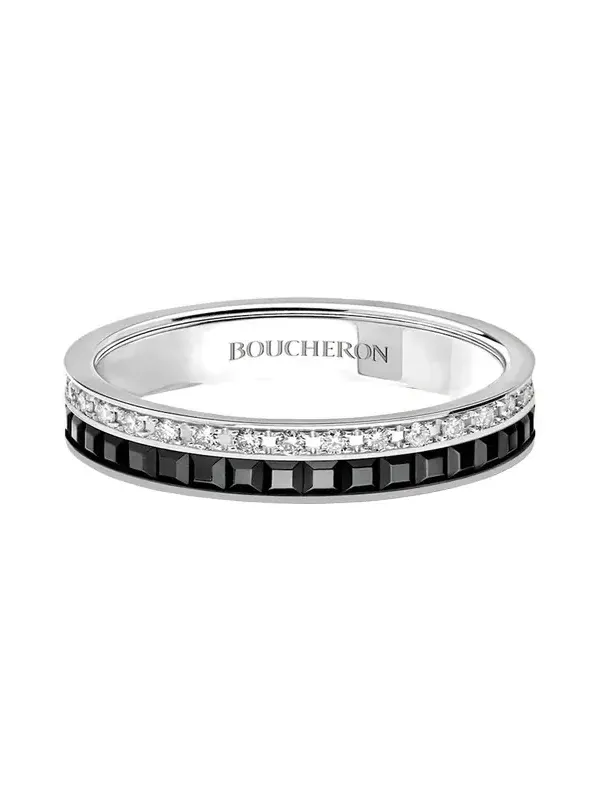 Quatre Wedding Band in White Gold with Diamonds and Black PVD Quatre Wedding Band in White Gold with Diamonds and Black PVD