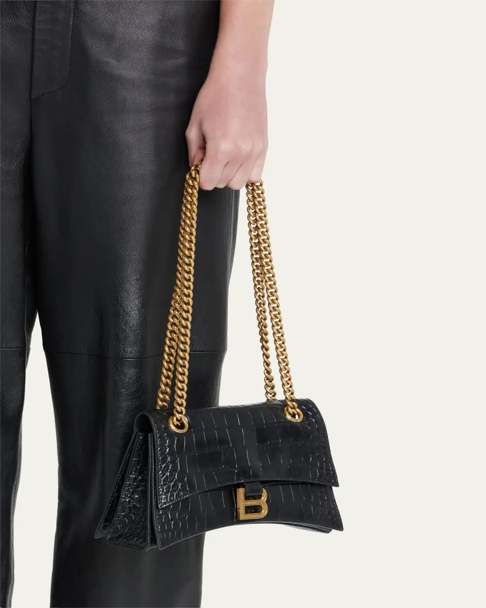 Balenciaga Crush Croc-Embossed Small Shoulder Bag | Thumbnail 3 Balenciaga Crush Croc-Embossed Small Shoulder Bag | Thumbnail 3