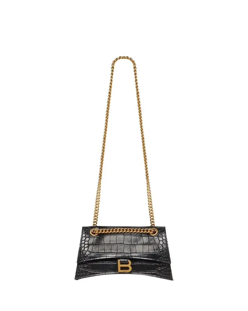 Balenciaga Crush Croc-Embossed Small Shoulder Bag | Image 1 Balenciaga Crush Croc-Embossed Small Shoulder Bag | Image 1