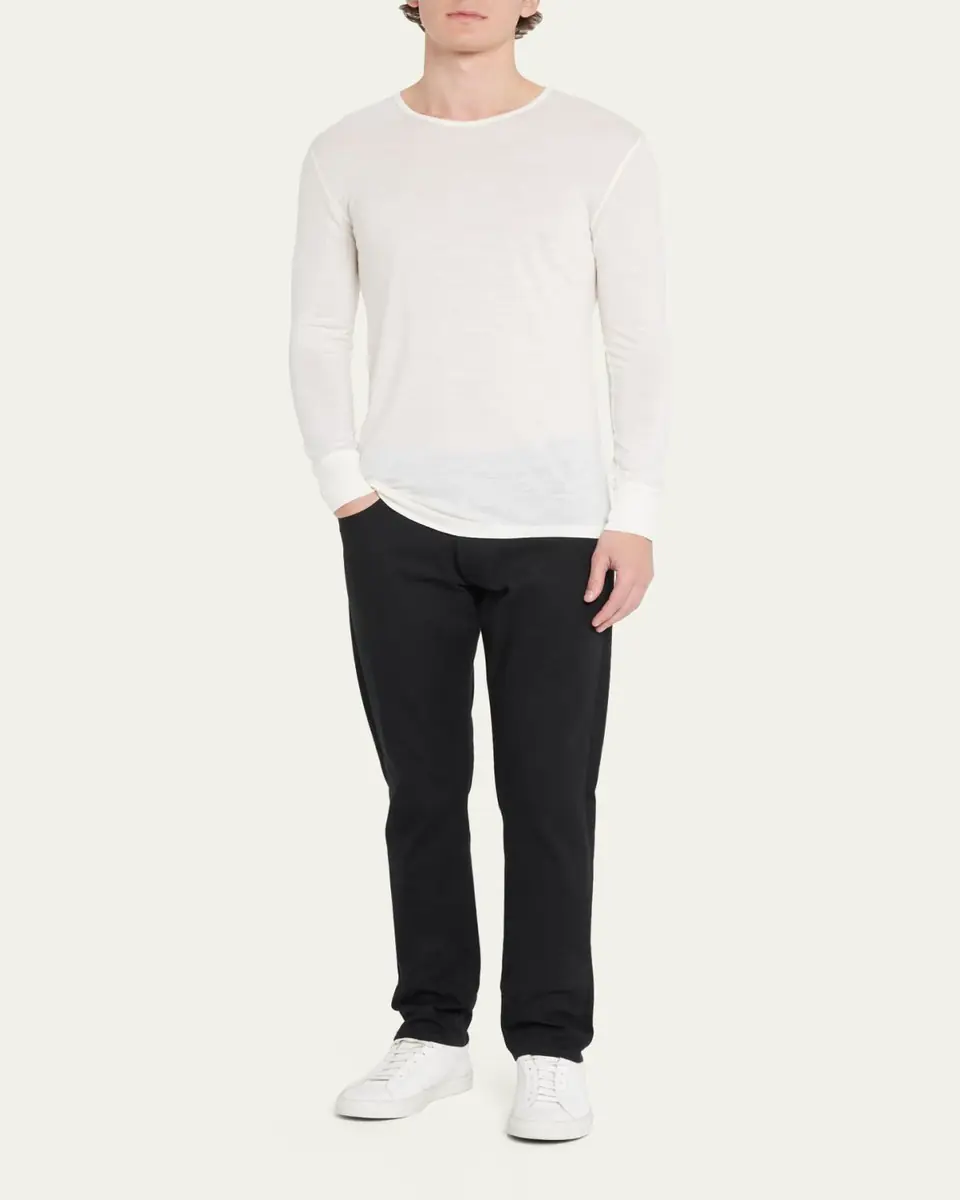 Zimmerli Men's Wool-Silk Crewneck T-Shirt | Thumbnail 2 Zimmerli Men's Wool-Silk Crewneck T-Shirt | Thumbnail 2