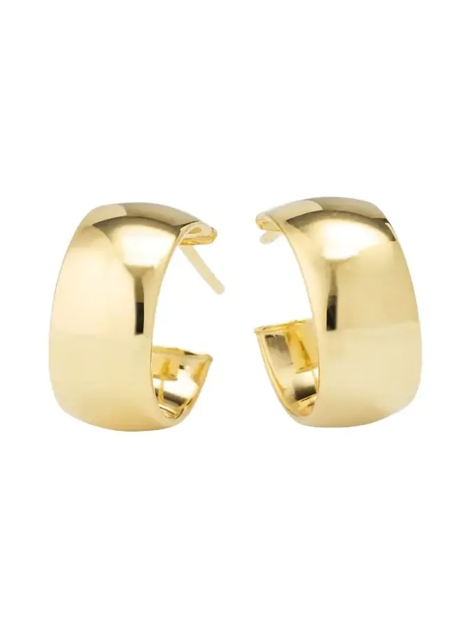 14K Gold Hollow Huggie Earrings