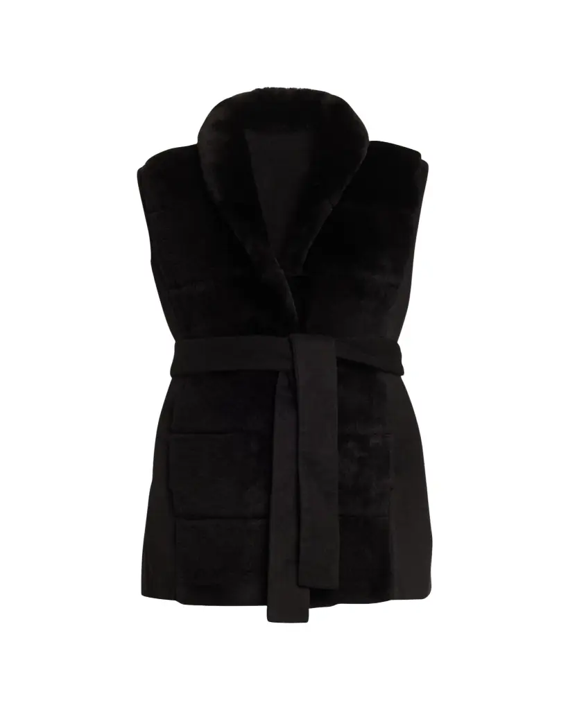 Gorski Reversible Shearling Vest with Belt | Image 1 Gorski Reversible Shearling Vest with Belt | Image 1