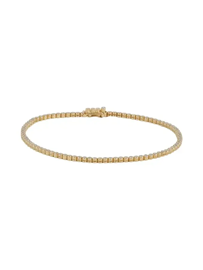 18K Yellow Gold Stitch Pinpoint Diamond Tennis Bracelet 18K Yellow Gold Stitch Pinpoint Diamond Tennis Bracelet