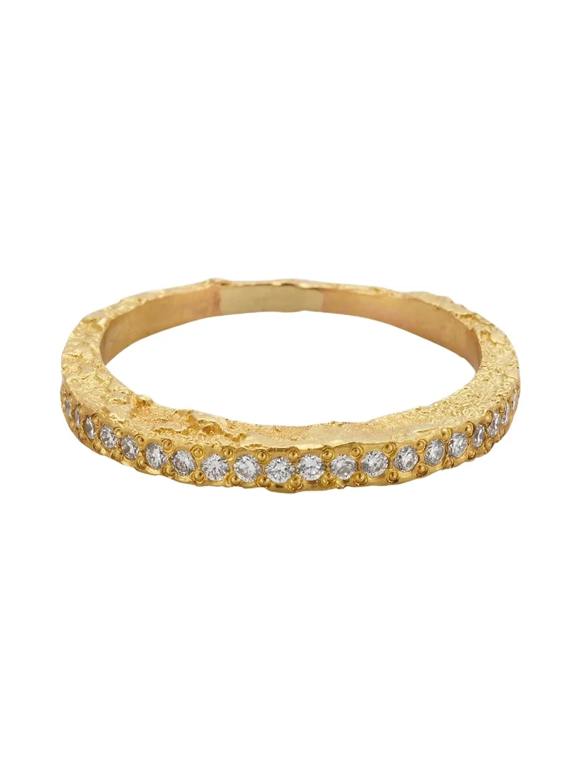 Elhanati Paloma Moon Ring in 18K Solid Yellow Gold with Top Wesselton VVS Diamonds