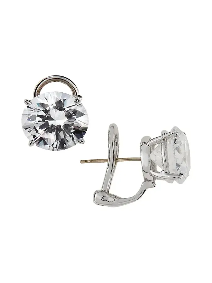 CZ Round Stud Earrings, 10.00 TCW
