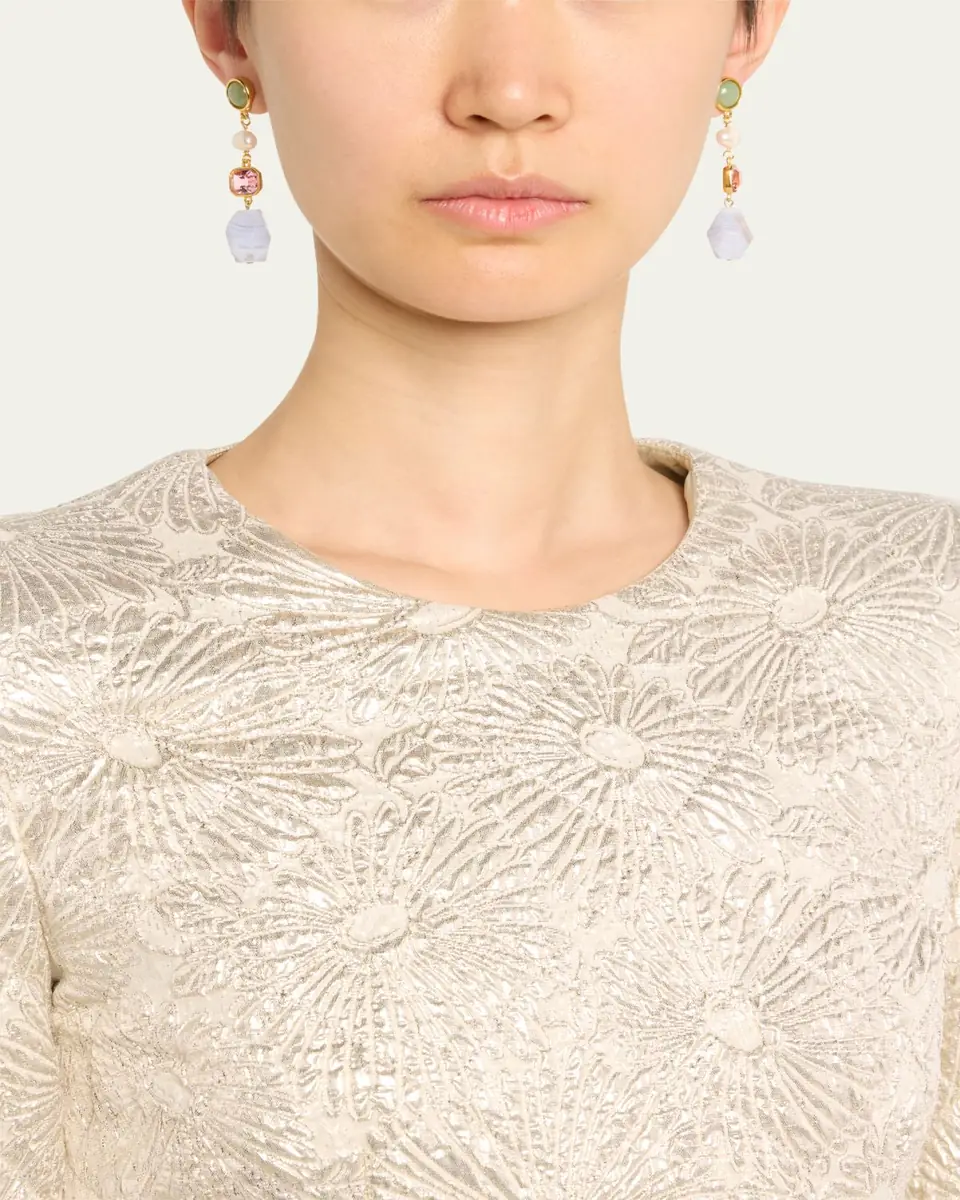 ben-amun 24k Electroplated Gold Mixed-Stone Drop Earrings | Thumbnail 2 ben-amun 24k Electroplated Gold Mixed-Stone Drop Earrings | Thumbnail 2