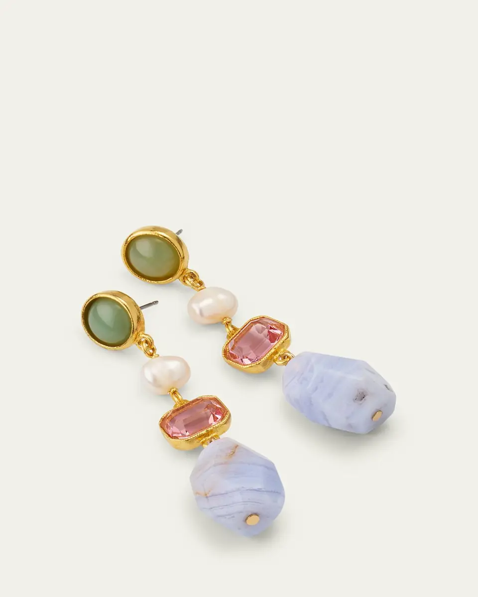 ben-amun 24k Electroplated Gold Mixed-Stone Drop Earrings | Thumbnail 3 ben-amun 24k Electroplated Gold Mixed-Stone Drop Earrings | Thumbnail 3