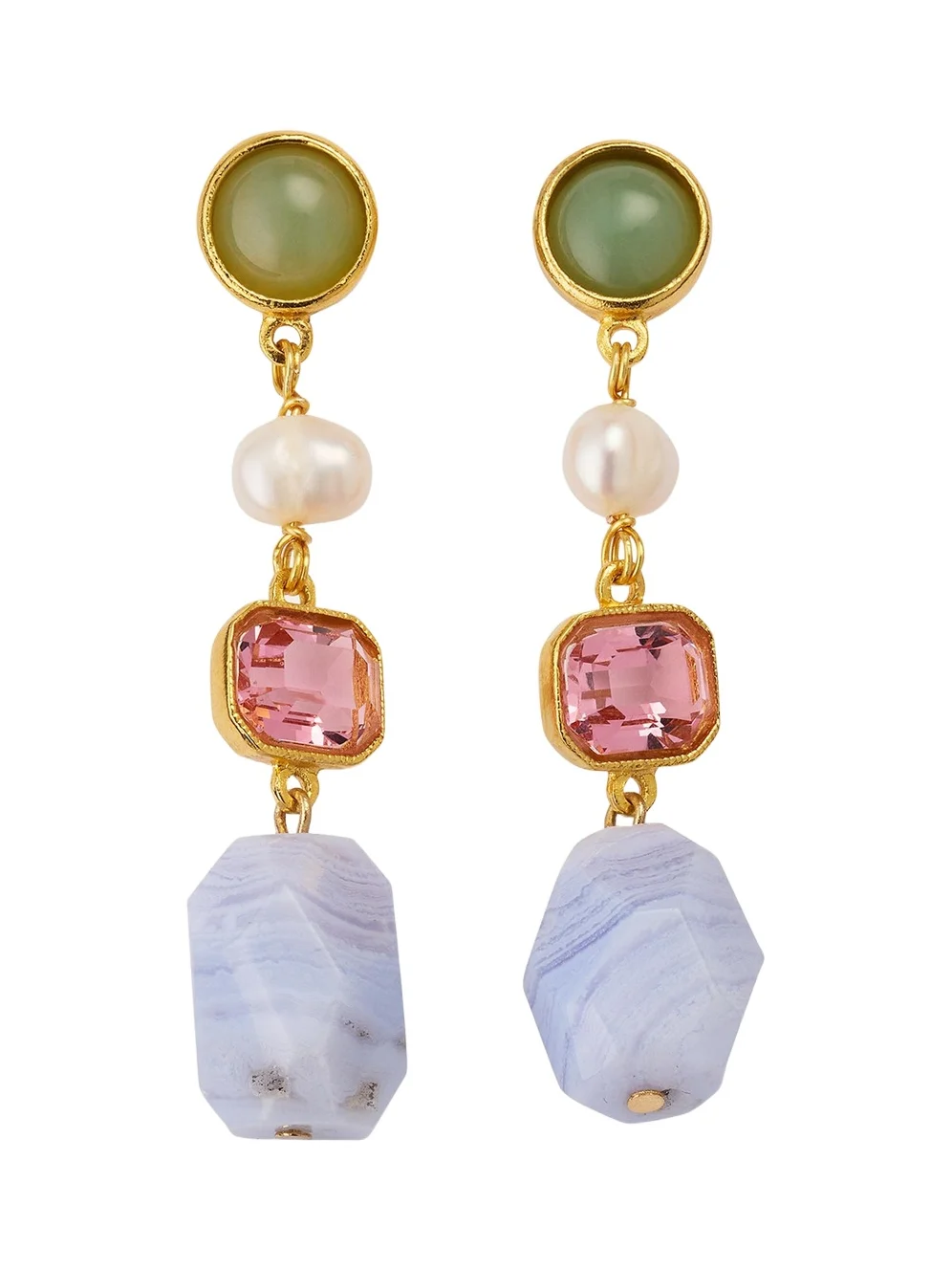 ben-amun 24k Electroplated Gold Mixed-Stone Drop Earrings