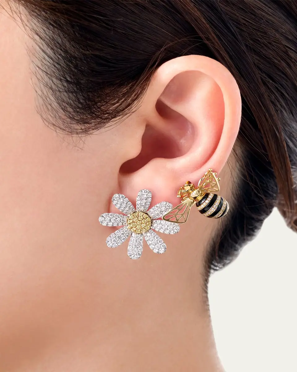 Mio Harutaka 18k White Gold Margaret Single Earring With Diamond And Yellow Sapphire | Thumbnail 3 Mio Harutaka 18k White Gold Margaret Single Earring With Diamond And Yellow Sapphire | Thumbnail 3