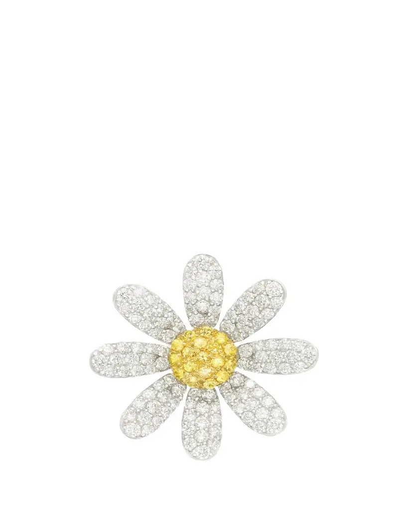 18k White Gold Margaret Single Earring With Diamond And Yellow Sapphire 18k White Gold Margaret Single Earring With Diamond And Yellow Sapphire