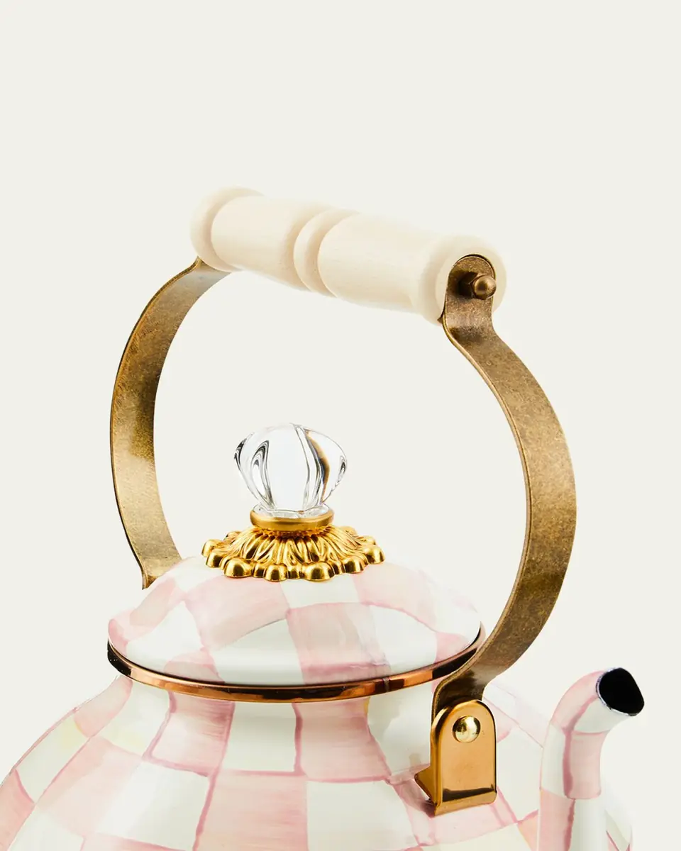 MacKenzie-Childs Rosy Check Enamel Tea Kettle, 3qt. | Thumbnail 2