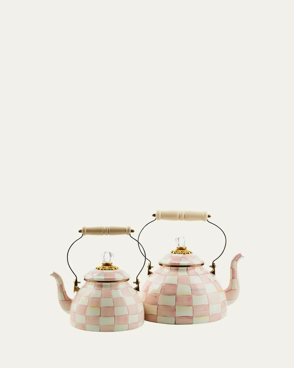 MacKenzie-Childs Rosy Check Enamel Tea Kettle, 3qt. | Thumbnail 3