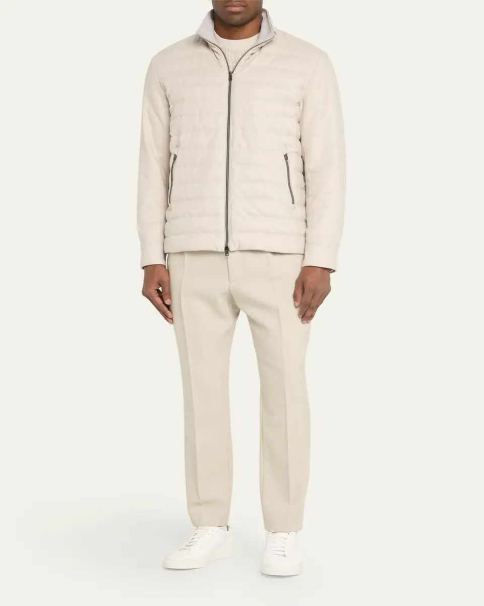 HERNO Men's Padded Silk-Cashmere Zip Jacket | Thumbnail 2