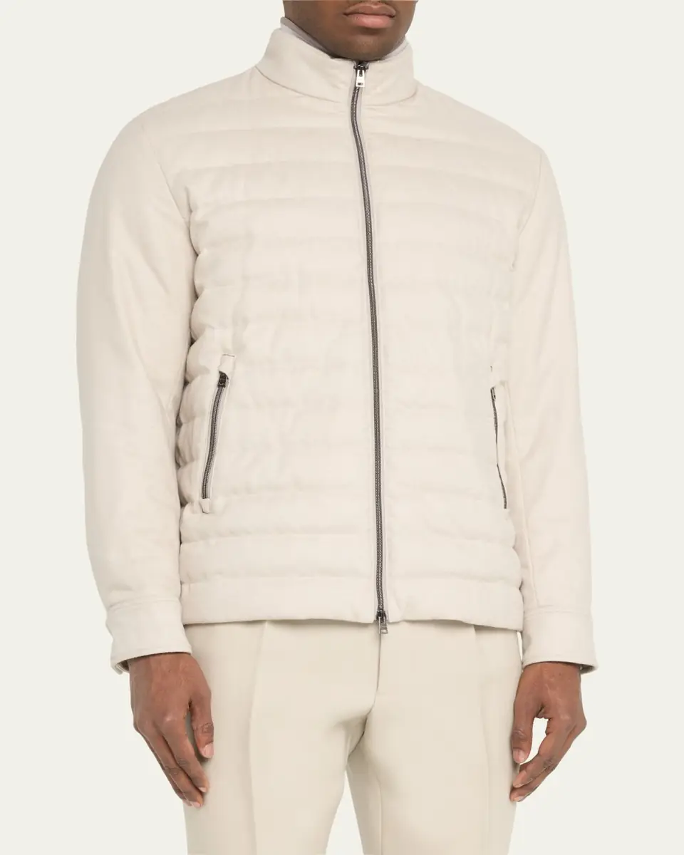 HERNO Men's Padded Silk-Cashmere Zip Jacket | Thumbnail 4