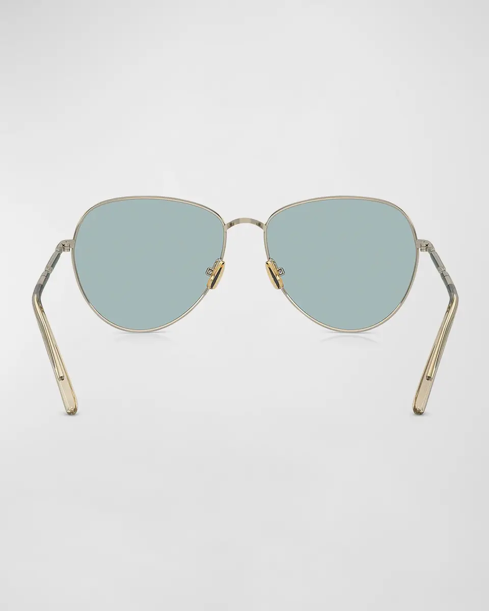 Brunello Cucinelli Oversized Titanium & Plastic Aviator Sunglasses | Thumbnail 12 Brunello Cucinelli Oversized Titanium & Plastic Aviator Sunglasses | Thumbnail 12