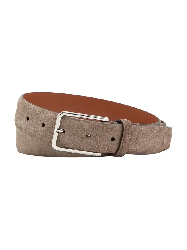 Men's Suede Square-Buckle Belt Men's Suede Square-Buckle Belt