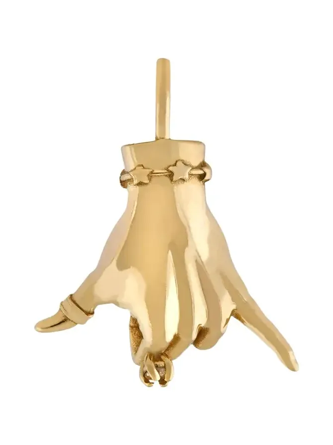 14K Yellow Gold Shaka LadyFinger Pendant with Diamond
