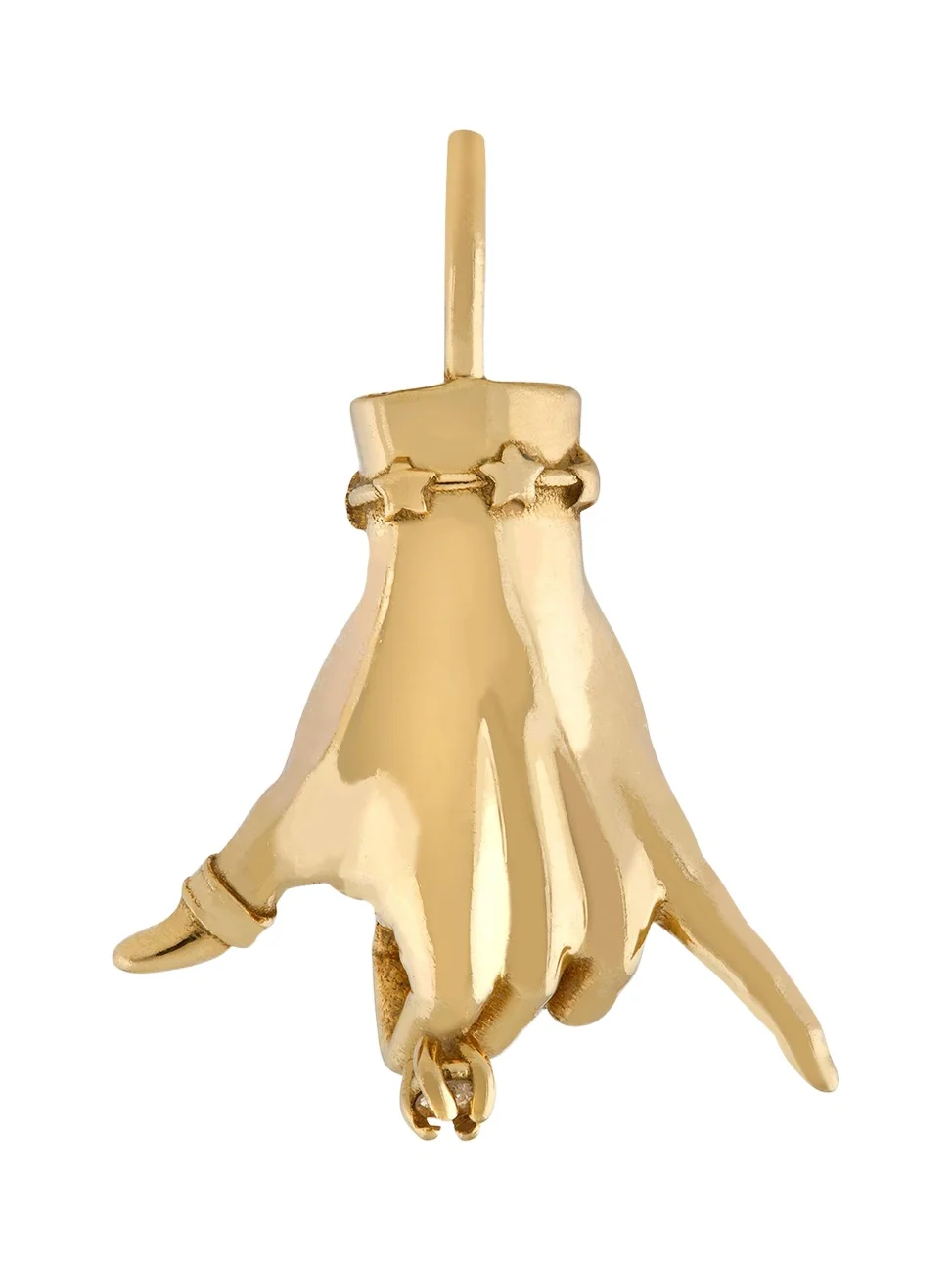 Maura Green Jewelry 14K Yellow Gold Shaka LadyFinger Pendant with Diamond