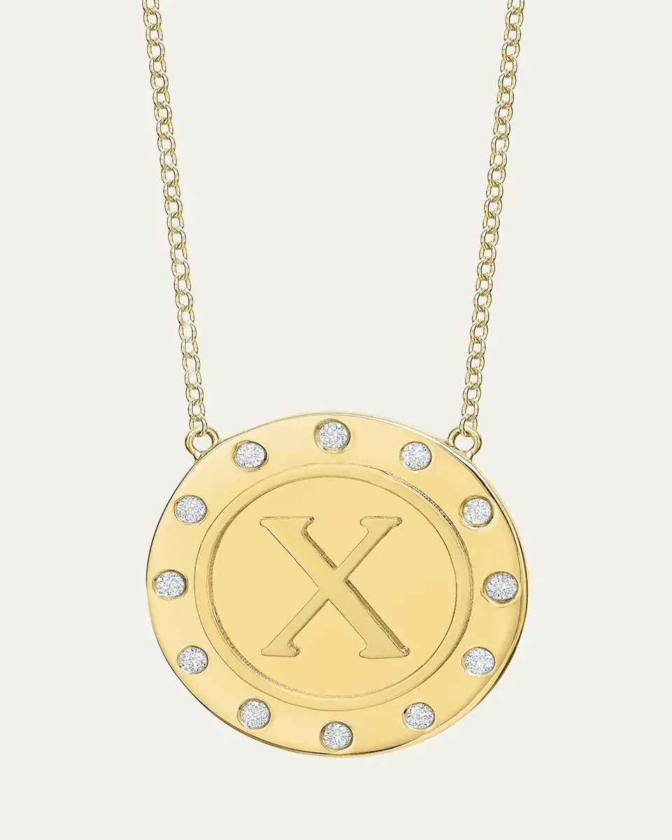 Tracee Nichols 14K Gold Initial Token Necklace with Diamonds | Thumbnail 2