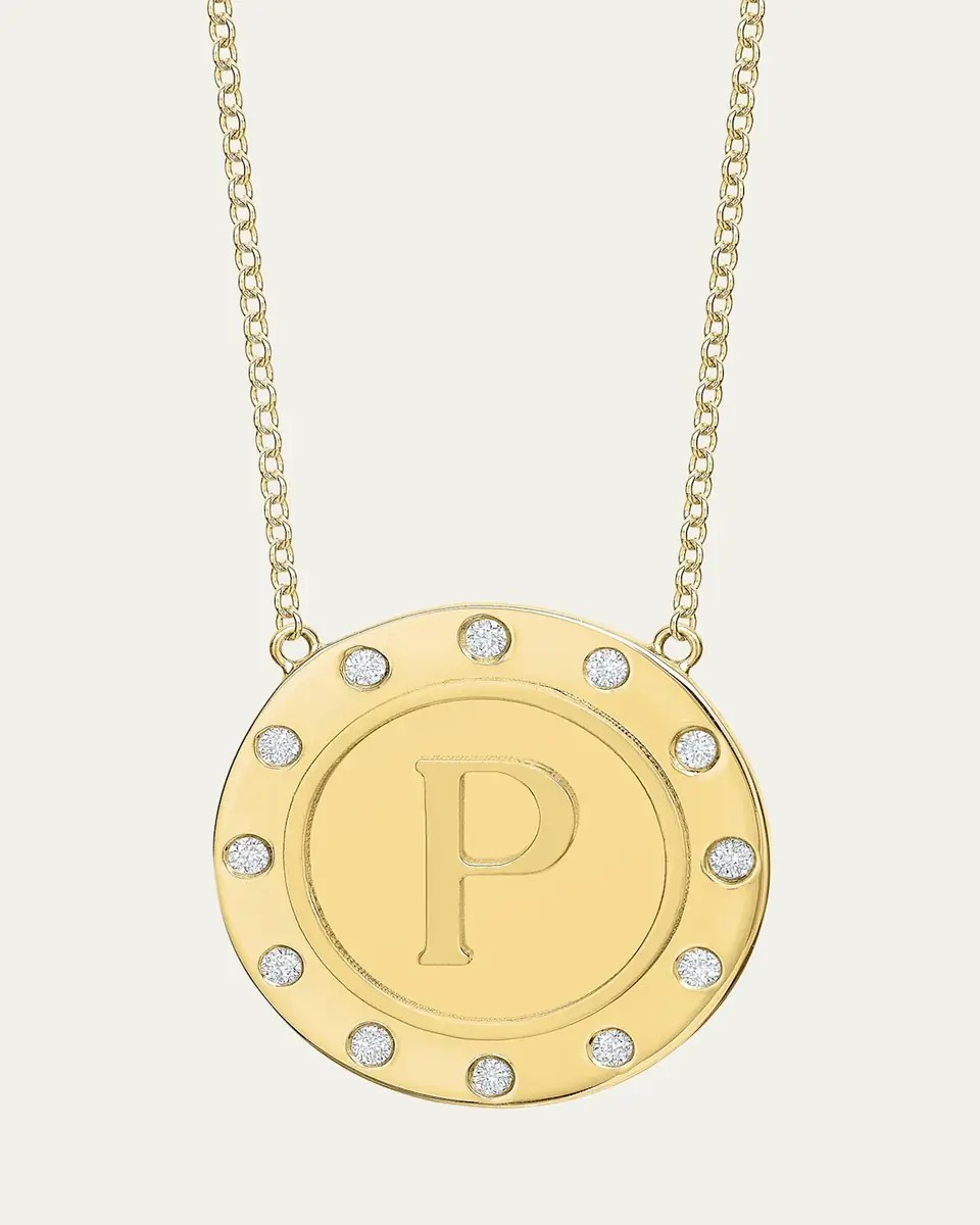 Tracee Nichols 14K Gold Initial Token Necklace with Diamonds | Thumbnail 12