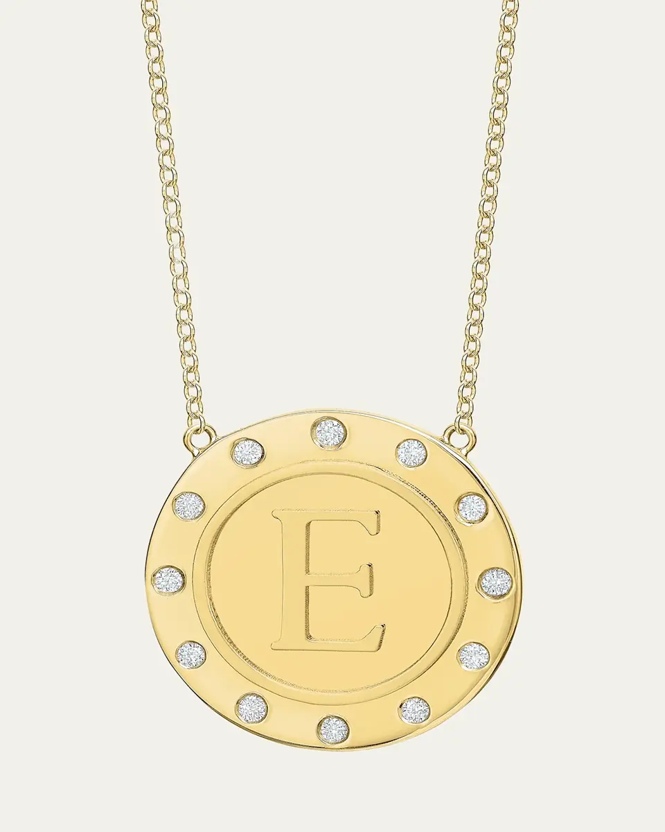 Tracee Nichols 14K Gold Initial Token Necklace with Diamonds | Thumbnail 15