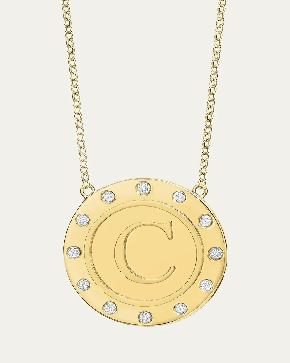 Tracee Nichols 14K Gold Initial Token Necklace with Diamonds | Thumbnail 18
