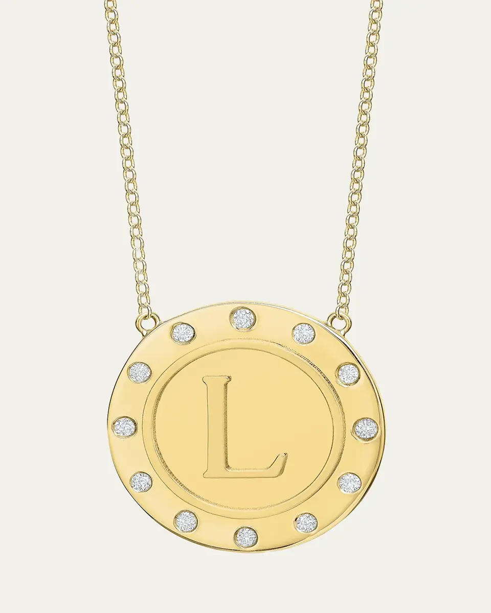 Tracee Nichols 14K Gold Initial Token Necklace with Diamonds | Thumbnail 20
