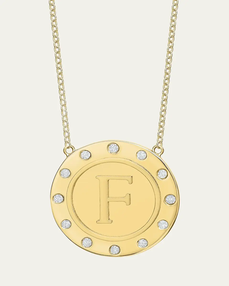 Tracee Nichols 14K Gold Initial Token Necklace with Diamonds | Thumbnail 3