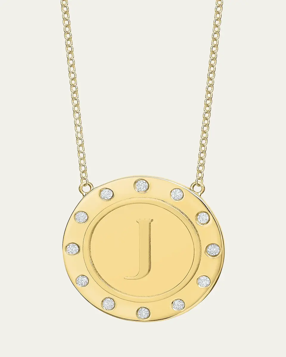 Tracee Nichols 14K Gold Initial Token Necklace with Diamonds | Thumbnail 21