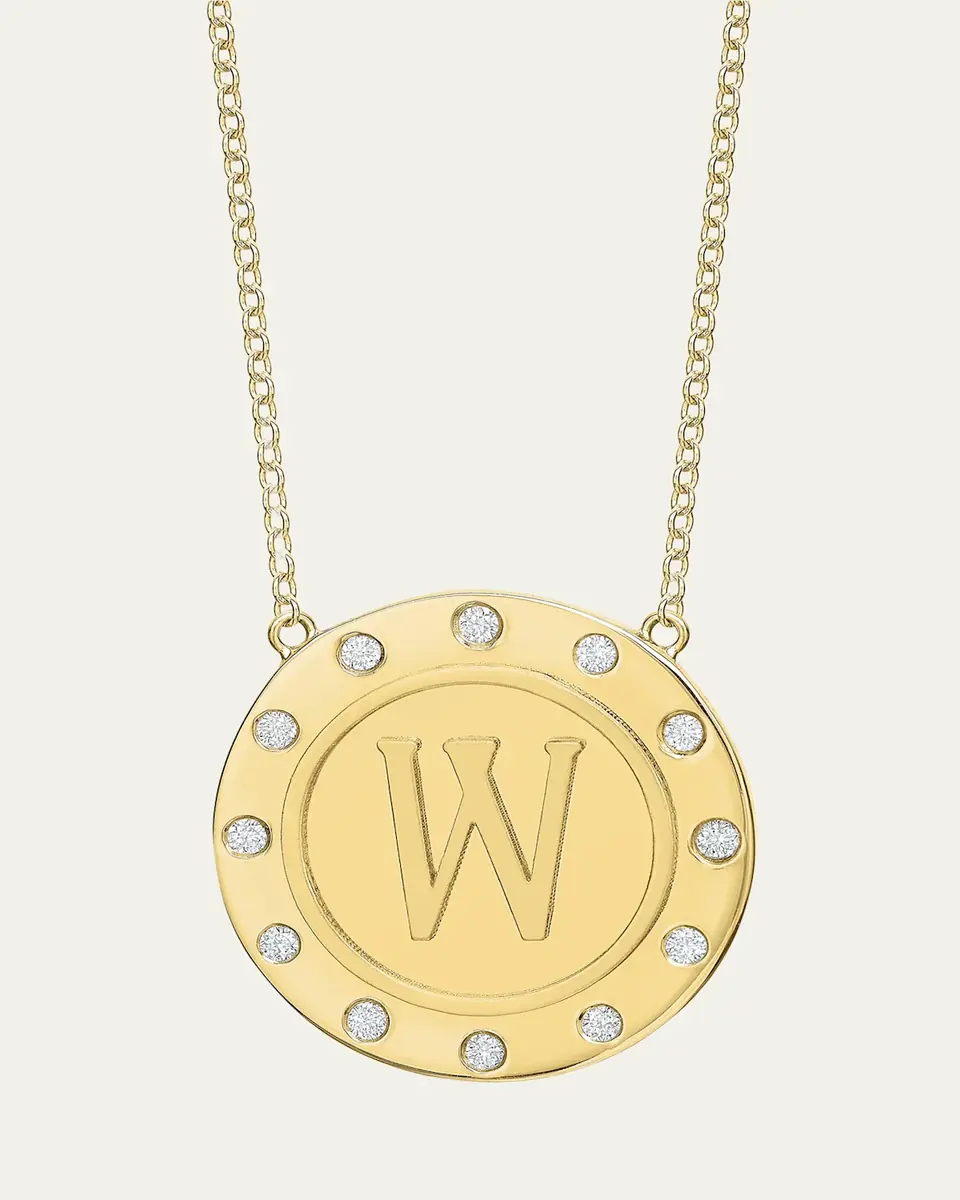 Tracee Nichols 14K Gold Initial Token Necklace with Diamonds | Thumbnail 26