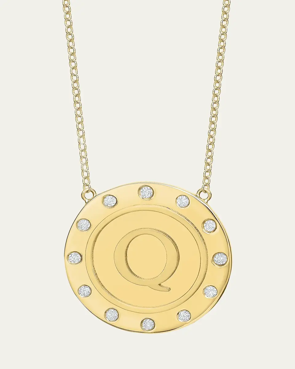 Tracee Nichols 14K Gold Initial Token Necklace with Diamonds | Thumbnail 6