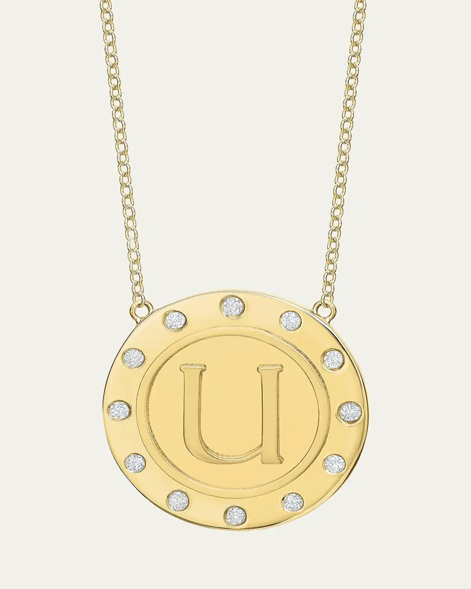 Tracee Nichols 14K Gold Initial Token Necklace with Diamonds | Thumbnail 10