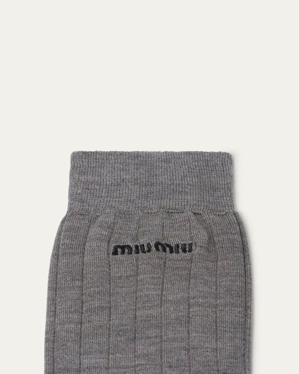 Miu Miu Logo-Knit Silk Sock | Thumbnail 2