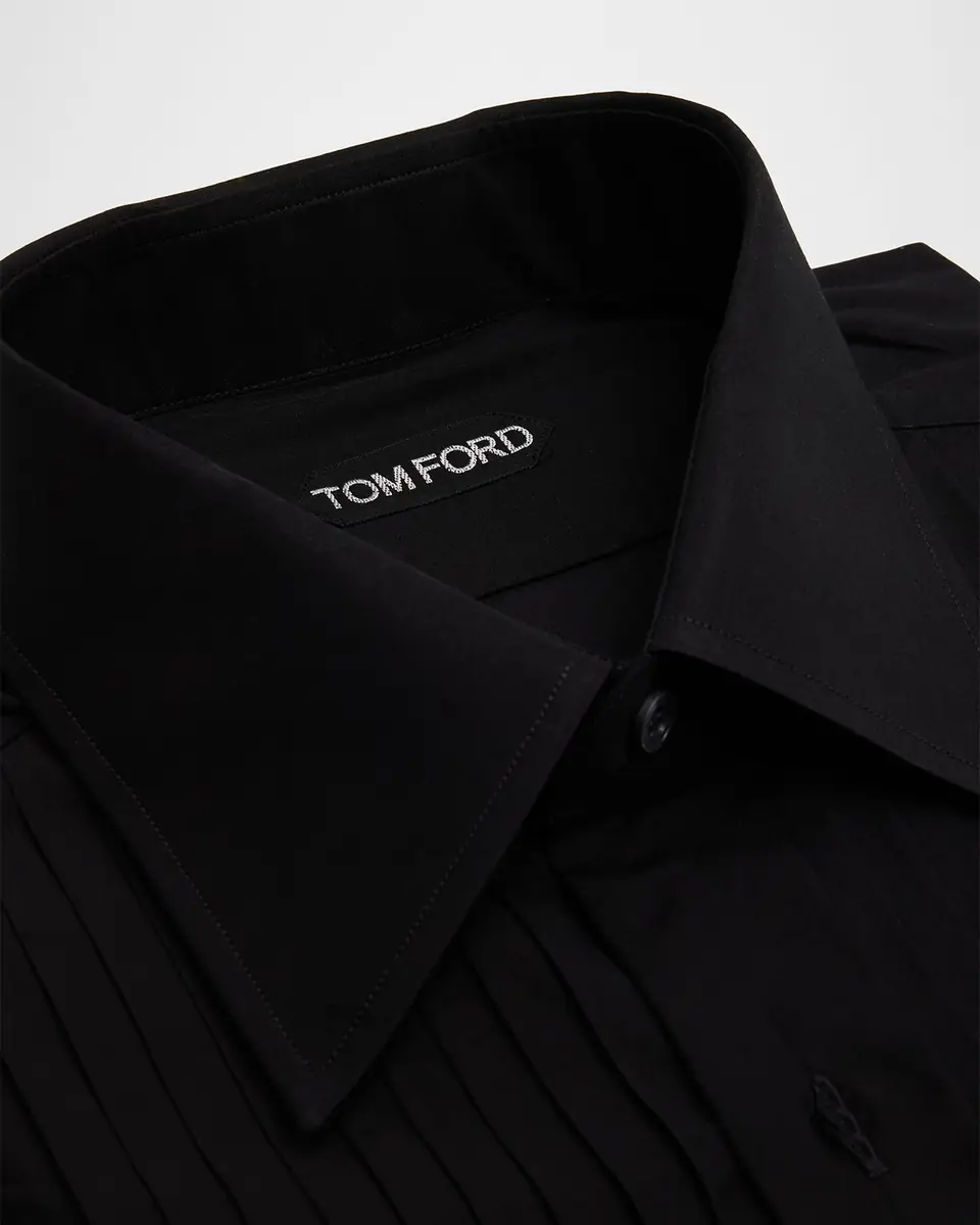 TOM FORD Men's Cotton Plisse Dress Shirt | Thumbnail 6