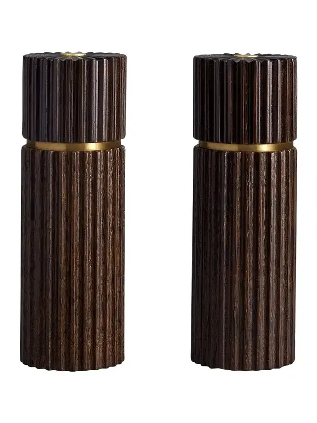 L'Objet Ionic Salt & Pepper Mills, Smoked Oak