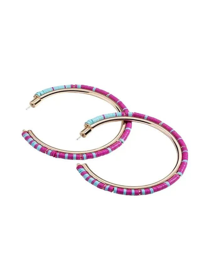 Anguilla Hoop Earrings with Heishi Beads Anguilla Hoop Earrings with Heishi Beads