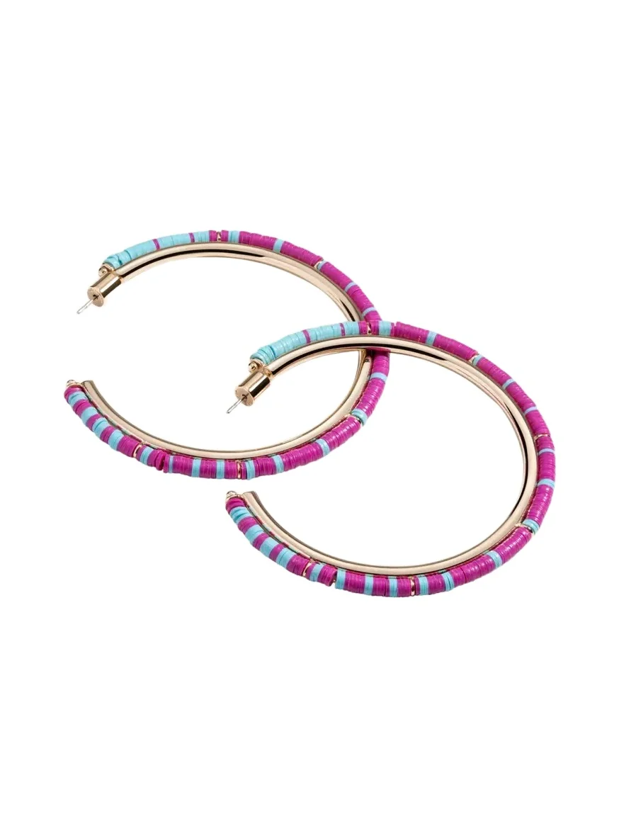 Elsie Frieda Anguilla Hoop Earrings with Heishi Beads