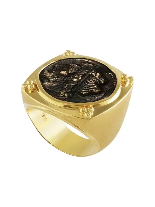 JORGE ADELER Men's 18K Yellow Gold Authentic Neptune Coin Ring
